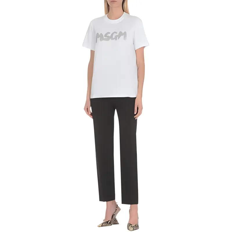 MSGM Drop Shoulder Sleeve T Shirt Women's White-2