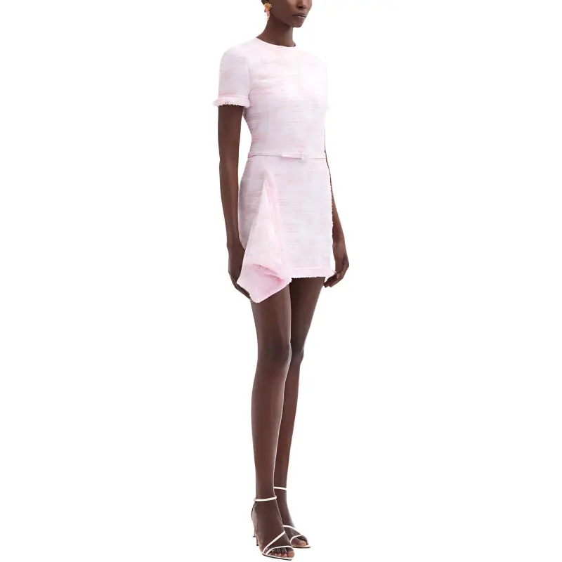 Oscar De La Renta Textured Tweed Draped Minidress-3