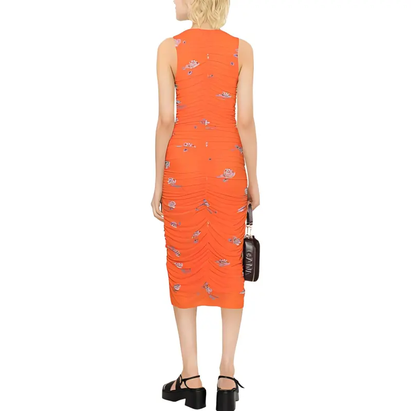 GANNI Sleeveless Dresses Women's Orange-2