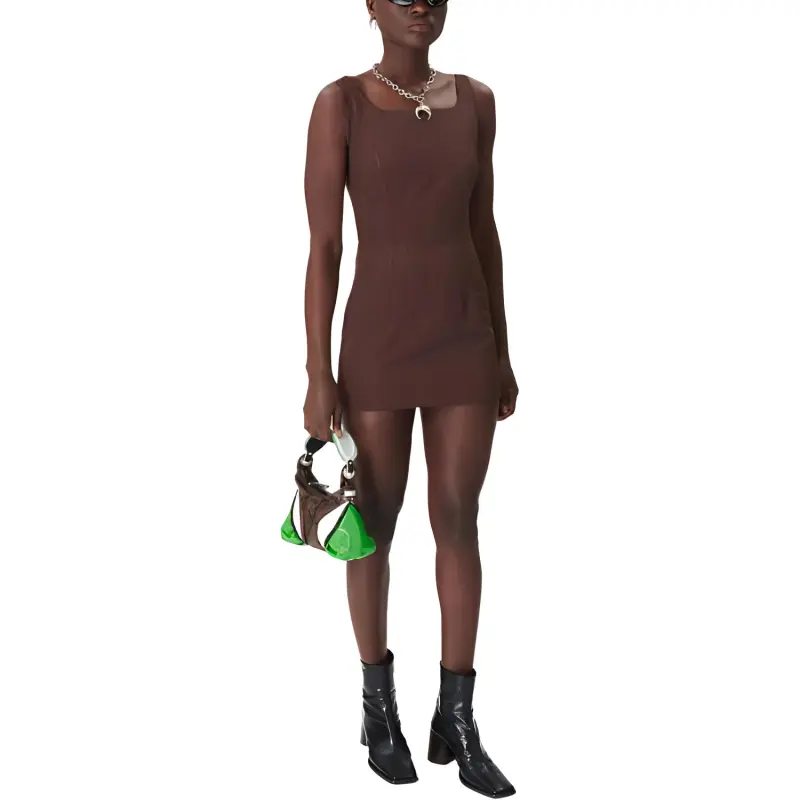 Marine Serre Geometric Neck Mini Sleeveless Dress-1