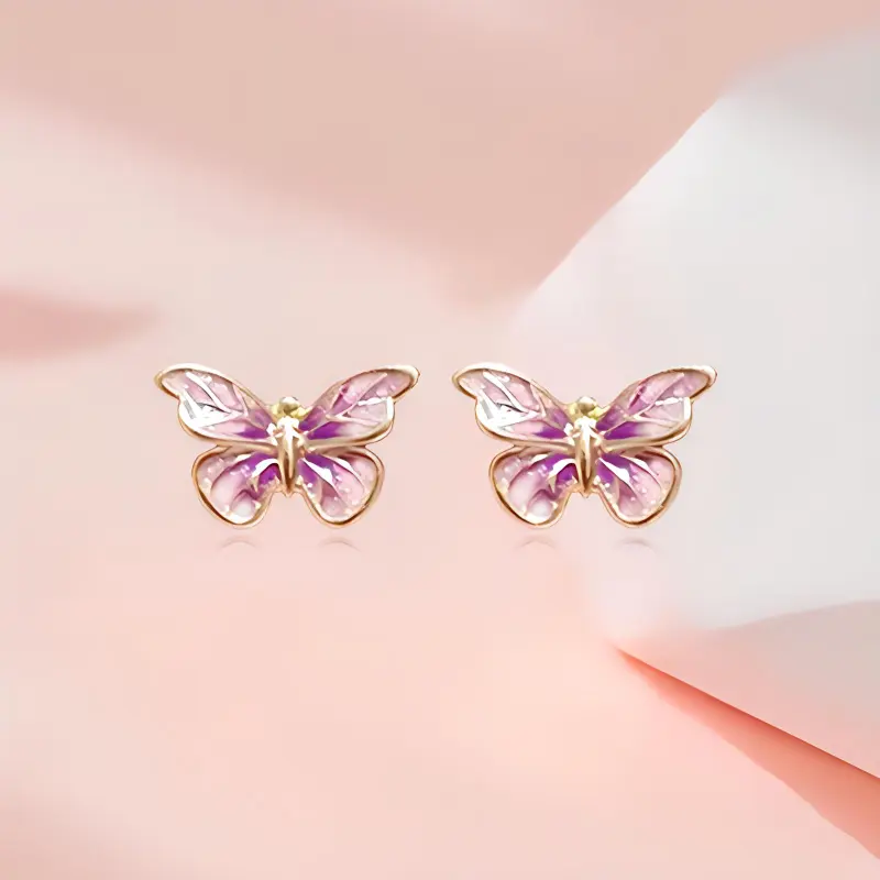 CHINA GOLD 18K Gold Stud Earrings Women's-3