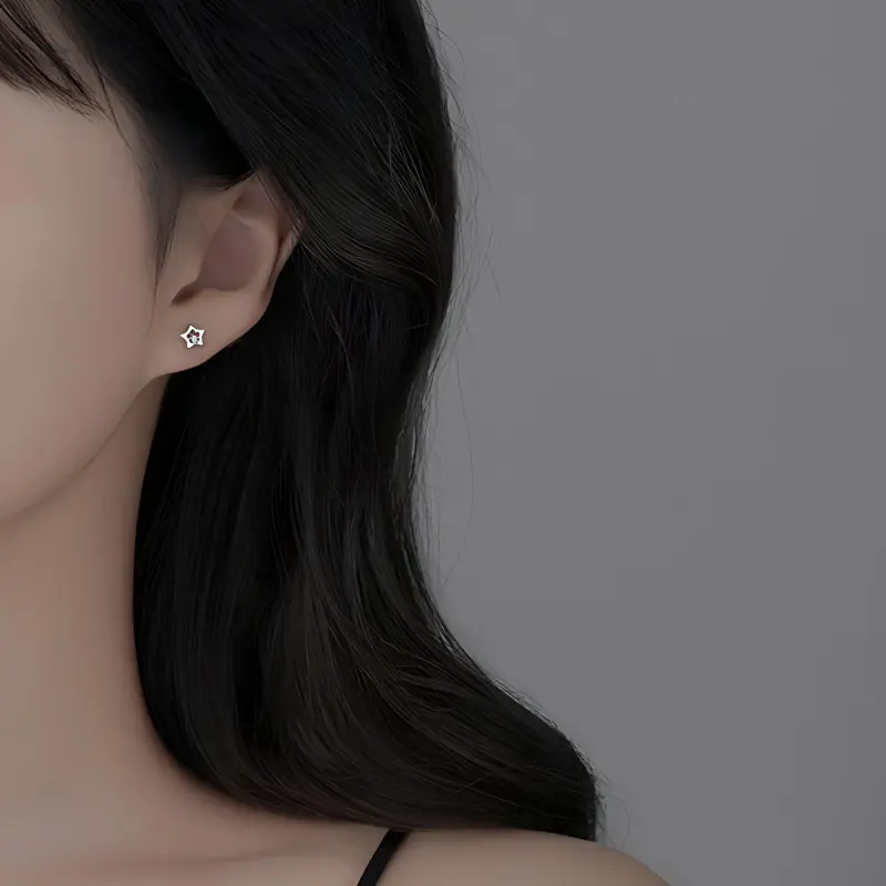 High Quality S990 Silver Jewelry Fashion Stud Earrings Women's-2