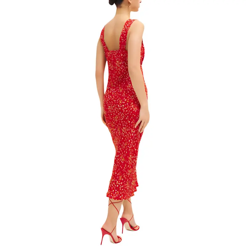 REFORMATION Beauden Dress Slip Dresses Women's Red-1