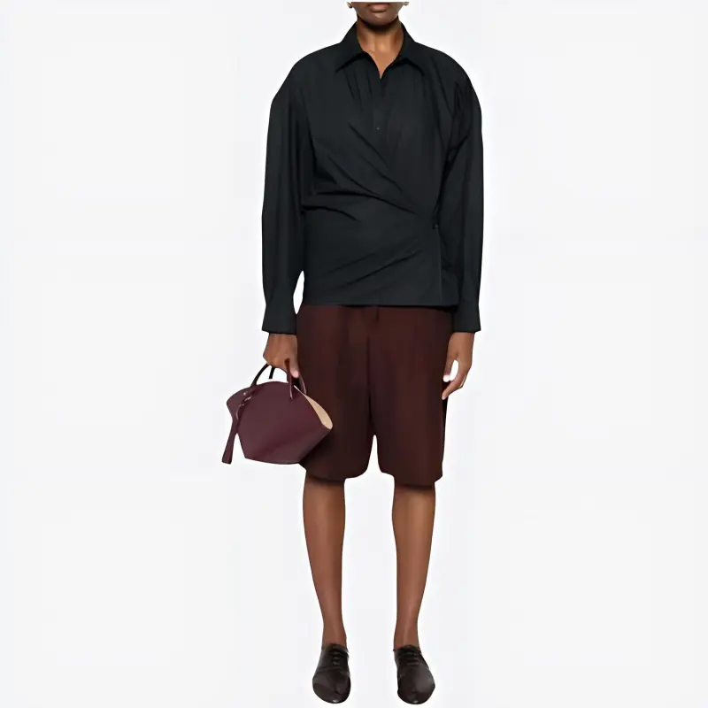 Lemaire Straight Collar Twisted Shirt 'Jet Black'-3