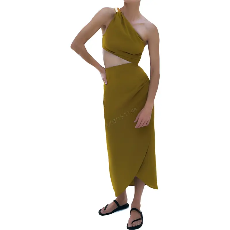 ZARA Sleeveless Dresses Women's Olive Green-1