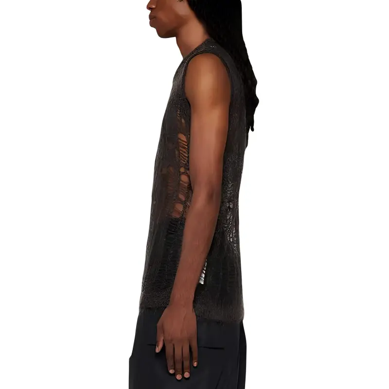 RICK OWENS Open-Knitted Sleeveless Tank Top-3