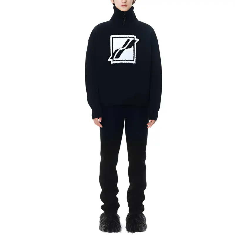 WE11DONE Square Logo Pile Knit Jumper-1