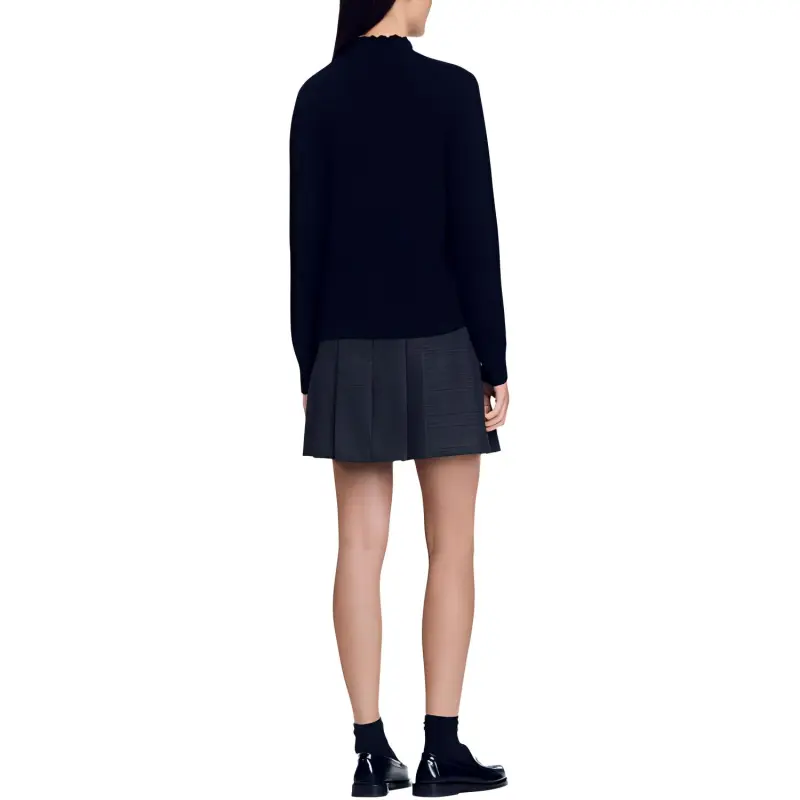 Sandro Beaded trim Roll neck Jumper-3