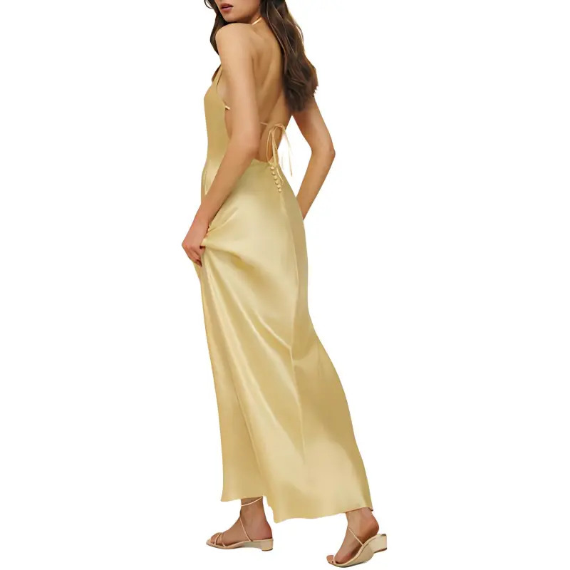 REFORMATION Jeany Silk Dress Slip Dresses Women's Yellow-2