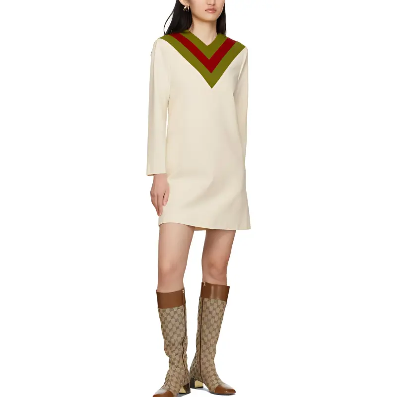 GUCCI Long Sleeved Dresses Women's Beige Yellow-1