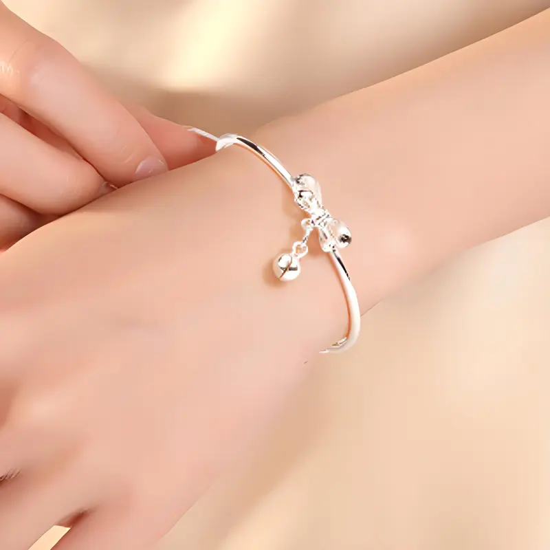 CHINA GOLD S999 Fine Silver Bangles Women's-2