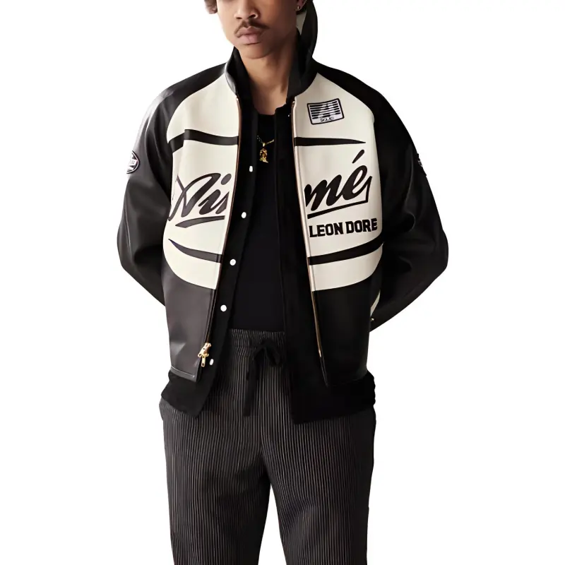 AIME LEON DORE Leather Café Racer Jacket-2