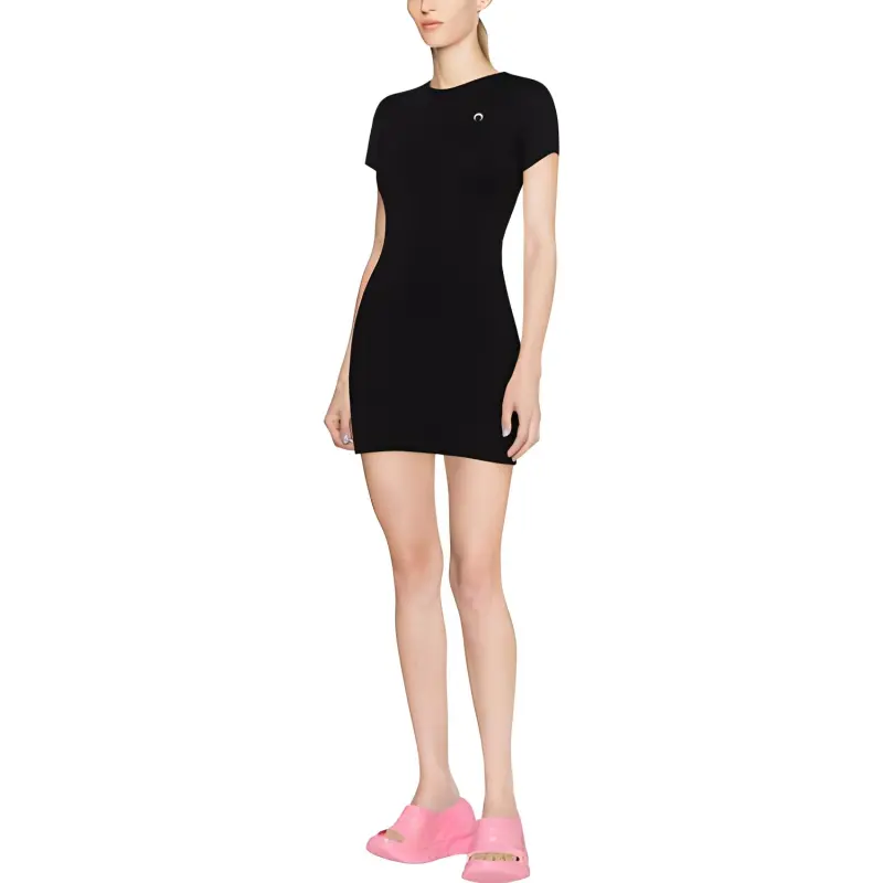 Marine Serre Fine ribbed Organic Cotton T shirt Dress-2