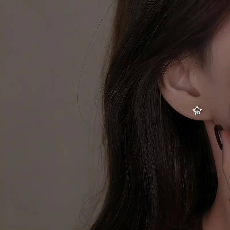 High Quality S990 Silver Jewelry Fashion Stud Earrings Women's-1