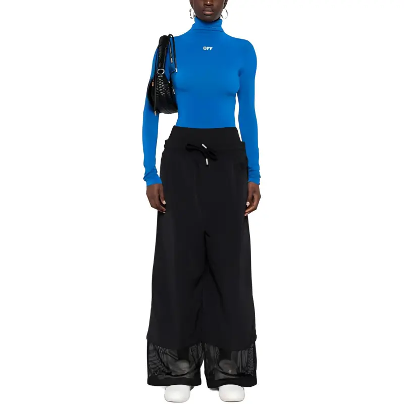 OFF-WHITE Drawstring Wide Leg Trousers-1