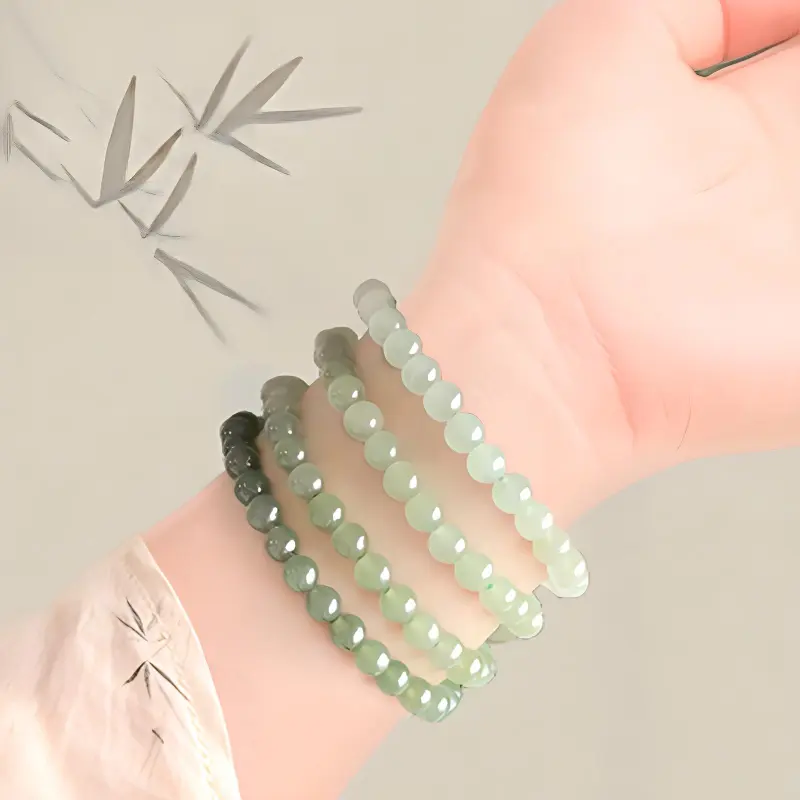 Strange Snow Hetian Jade Bracelets Unisex Pale Greenish White Jade-2