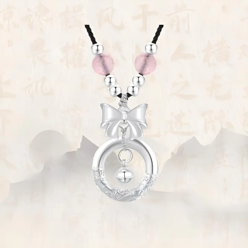 Chongqing Gold Store S999 Fine Silver Chalcedony S990 Silver Necklaces Women's-4