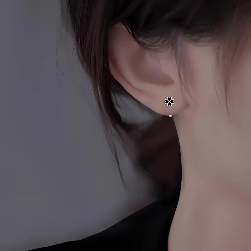HANYUDIE Sterling Silver Stud Earrings Unisex-2