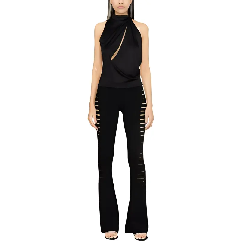 VERSACE Blouse Fabric Jersey Top 'Black'-1