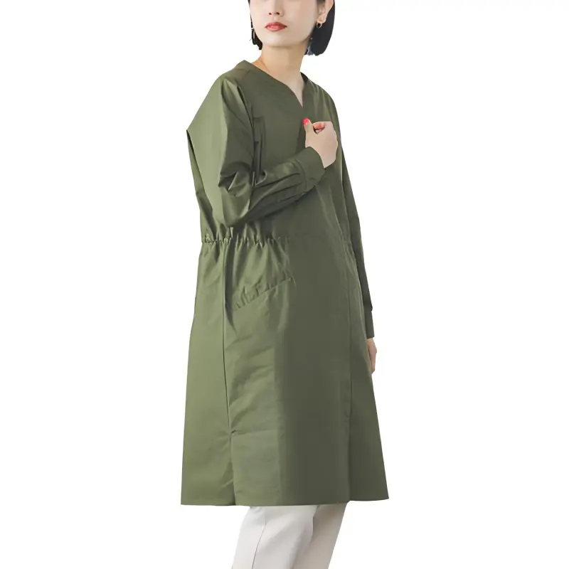 Beams Long Sleeved Dresses Women's Olive Green-1