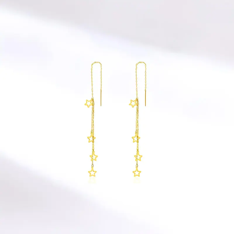 KING TAI SANG 18K Gold Drop Earrings Women's-2