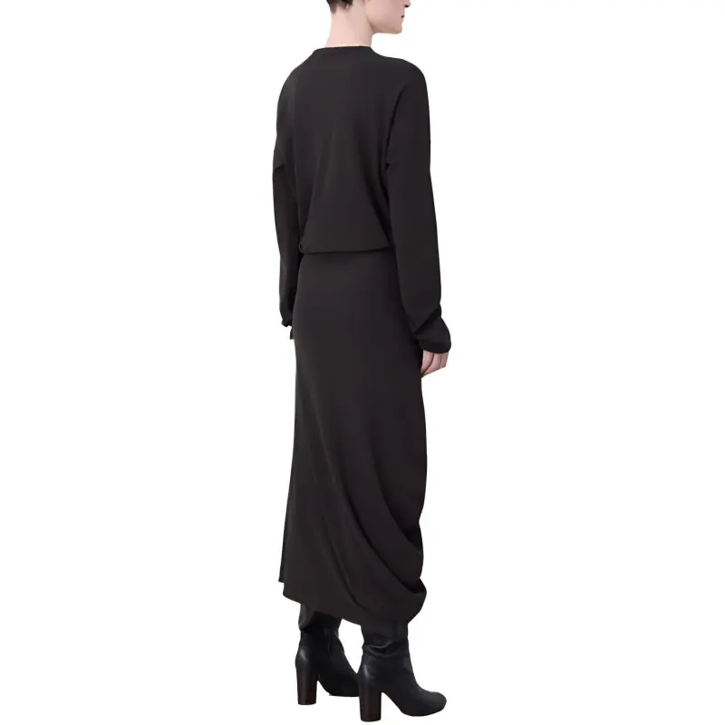 Lemaire Long Sleeve Twisted Dress 'Dark Espresso'-2