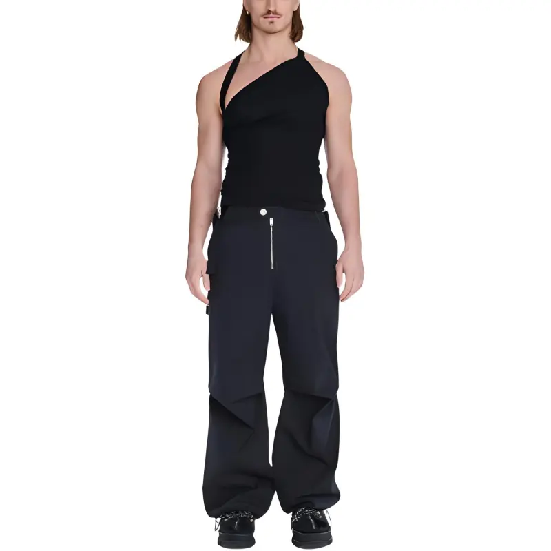 DION LEE SS24 SAFETY SLIDER RIB TANK Top Unisex Black-1