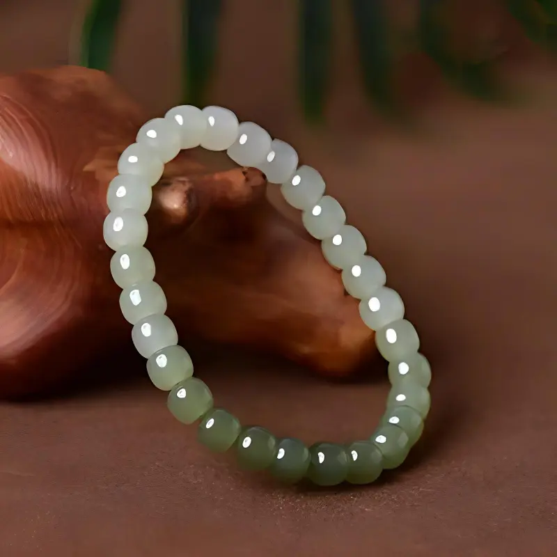 Zhen Yu Zhen Pin Hetian Jade Bracelets Pale Greenish White Jade Unisex-4