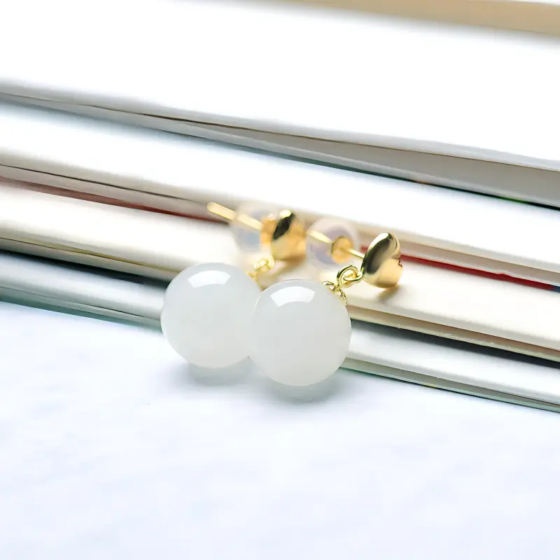 MARY WINDSOR Heart Shaped Individual Fashion Earrings White Jade Women's-3