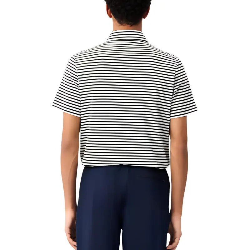 LACOSTE Polo Shirt Men's White Green Stripes-3