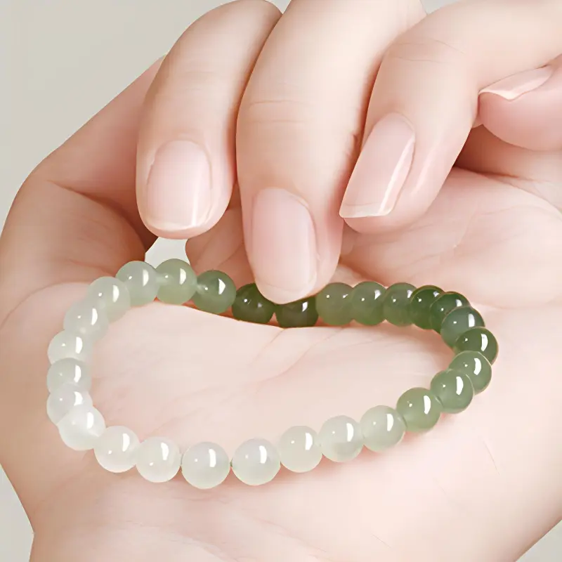 Strange Snow Hetian Jade Bracelets Unisex Pale Greenish White Jade-4