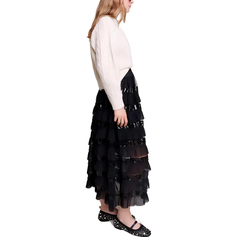 Maje Ruffled Maxi Skirt-1