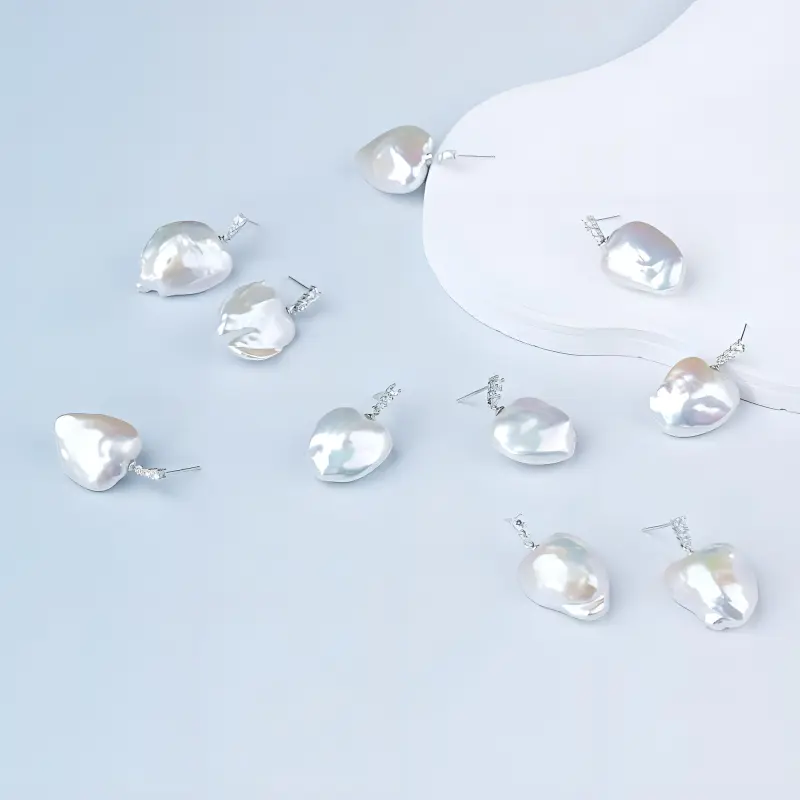 ANGEPERLE Freshwater Pearl Hoop Earrings Women's-4