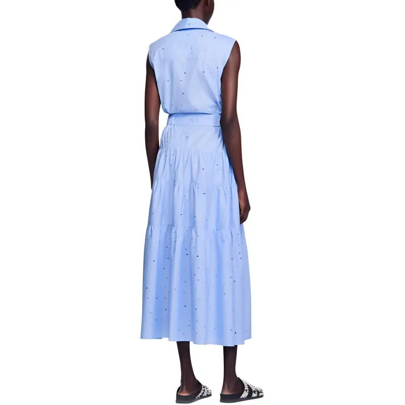 Sandro Rhinestone-embellished Shirt Maxi Dress-3