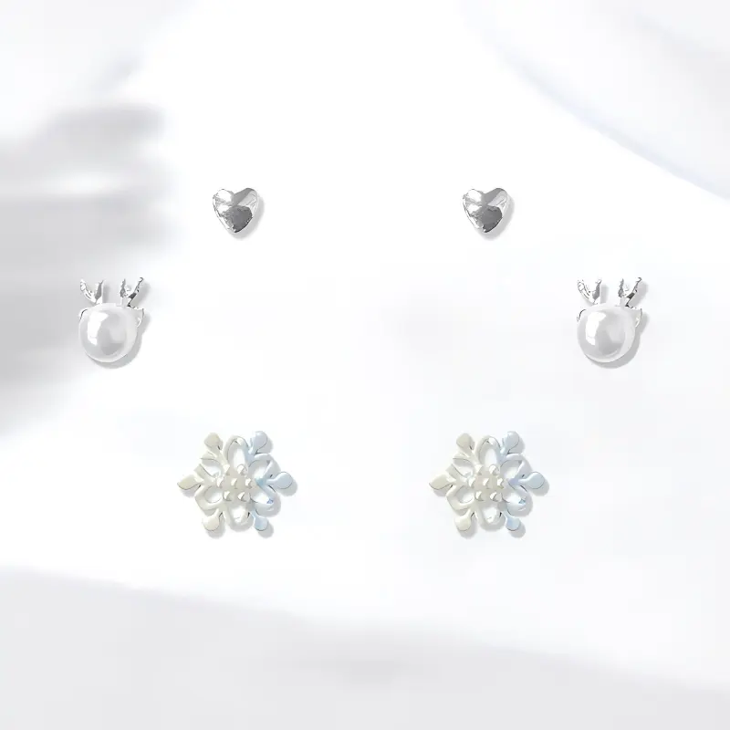 GIFU S925 Silver Stud Earrings Women's-3