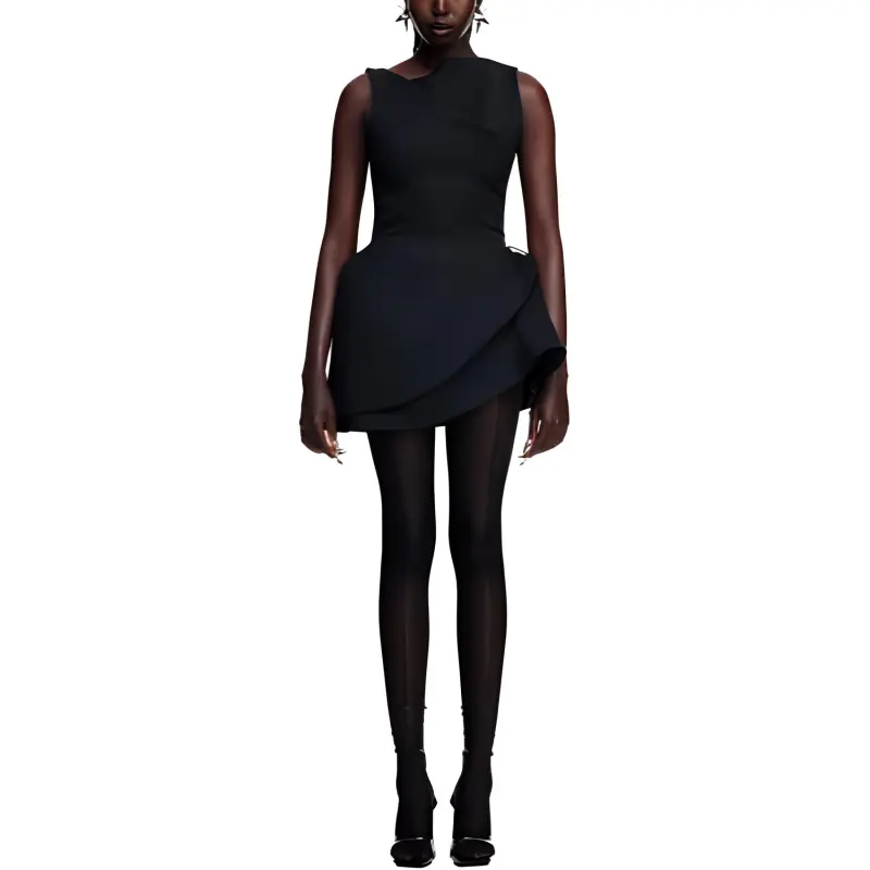 Mugler H&M Wool Mini Dress Black-1