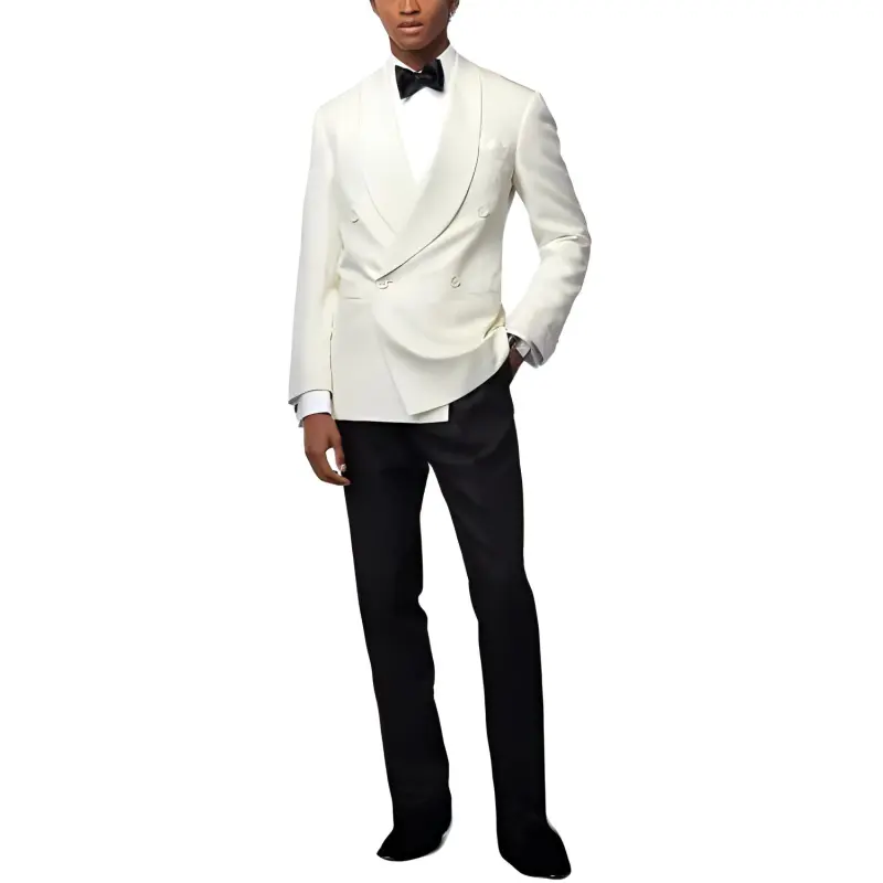 Polo Ralph Lauren Kent Handmade Silk Dinner Jacket Business Suit Men's White-1
