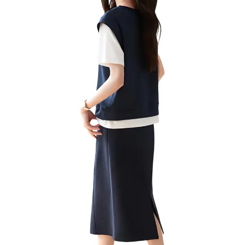 Mo Han Yi Mei Skirt Set Women's Navy Blue