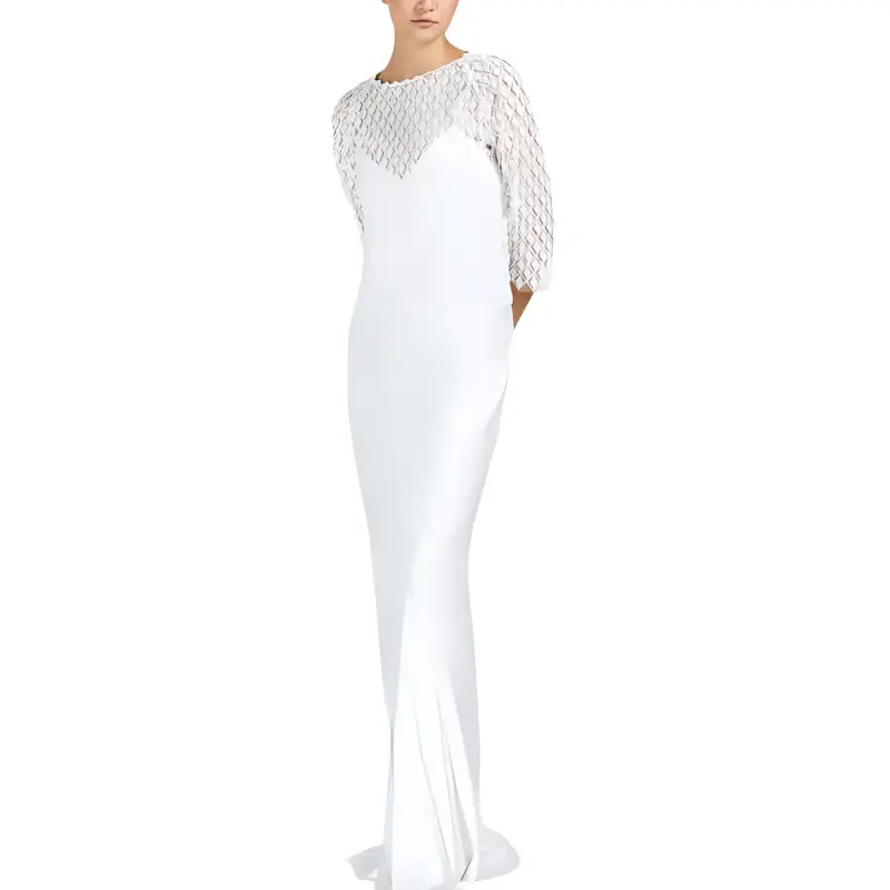 MaxMara Trento Collection Embroidered Tulle Blouse Shirt Women's White-1