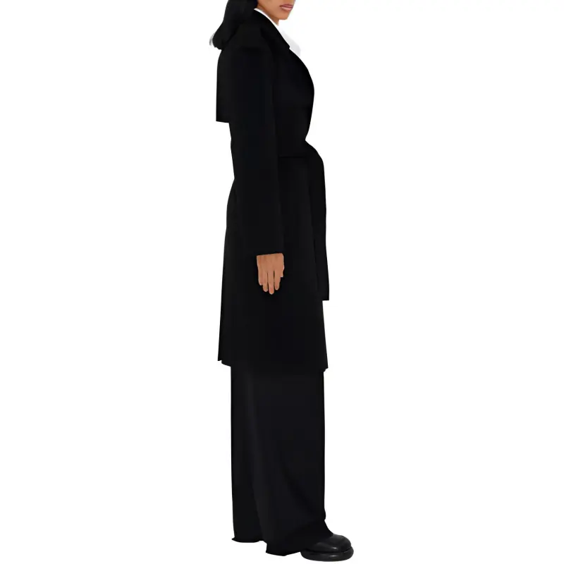 Burberry Cashmere Wrap Coat Coats Women's Black-4