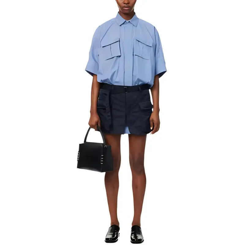 Sacai Panelled Striped Mini Shirt Dress-2