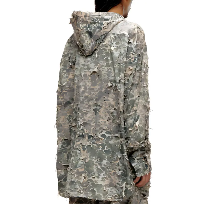 DIESEL S Dewny Hood Hockk Camouflage Pattern Distressed Jacket-2