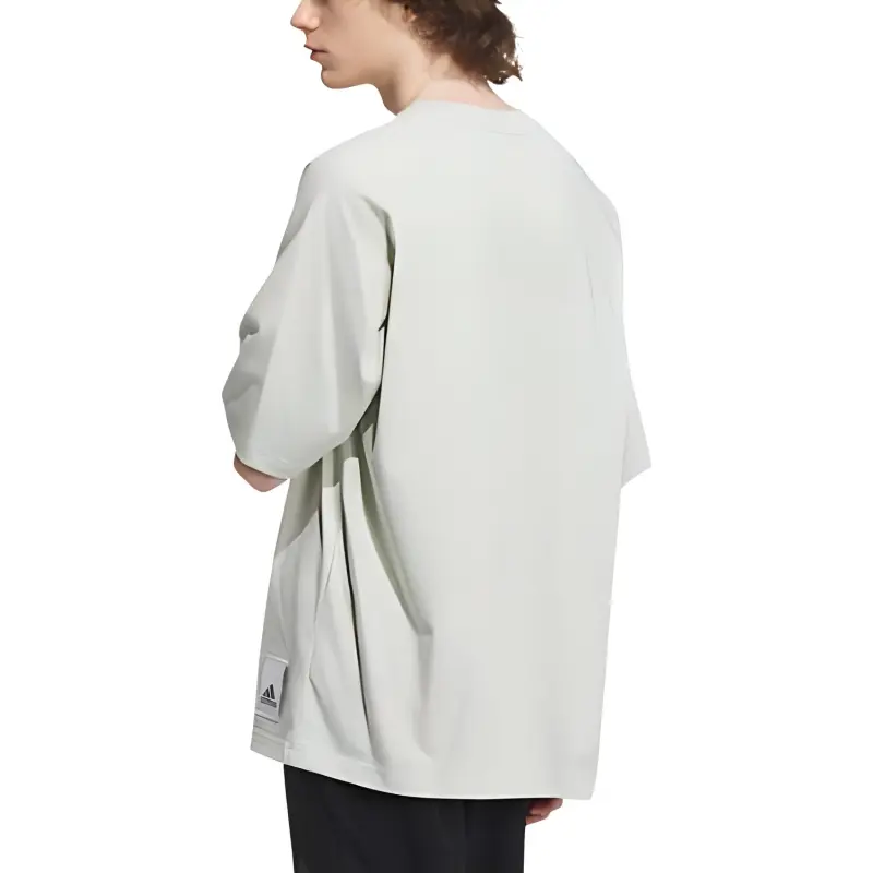 Adidas Drop Shoulder Sleeve T Shirt Unisex Linen Green-2