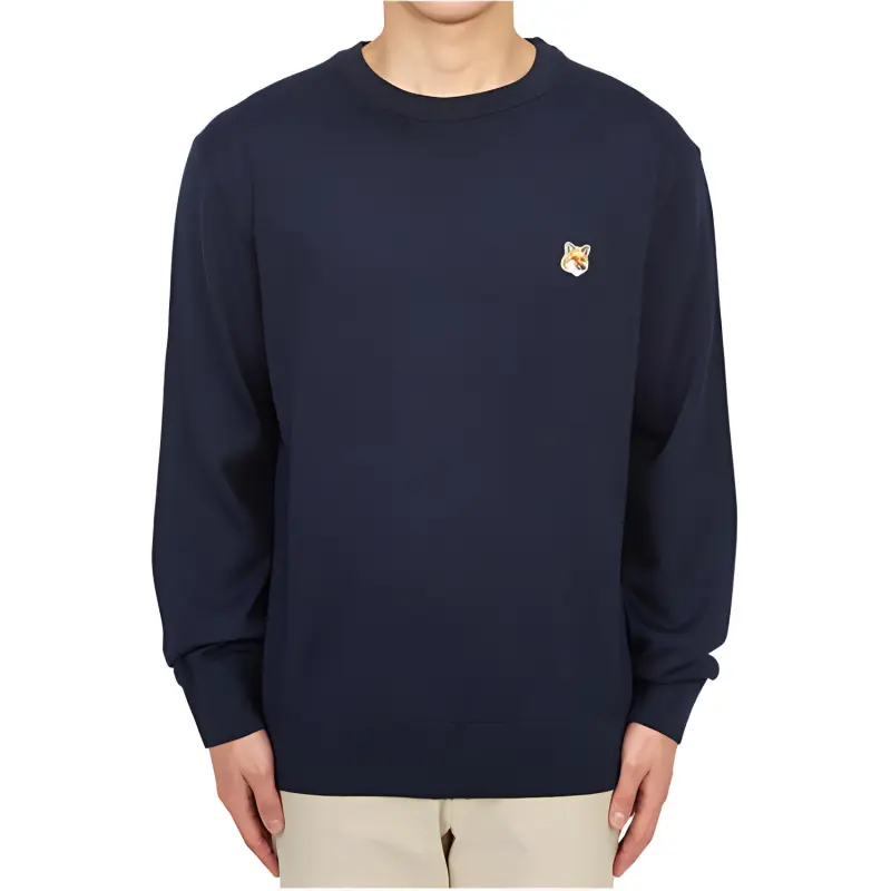 Maison Kitsune Fox Head Patch Long Sleeved Jumper-4
