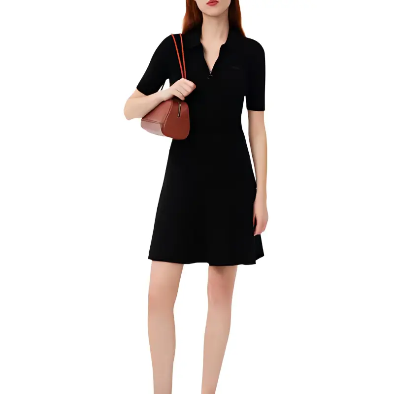 LACOSTE Short Sleeved Dress Women's Black-3
