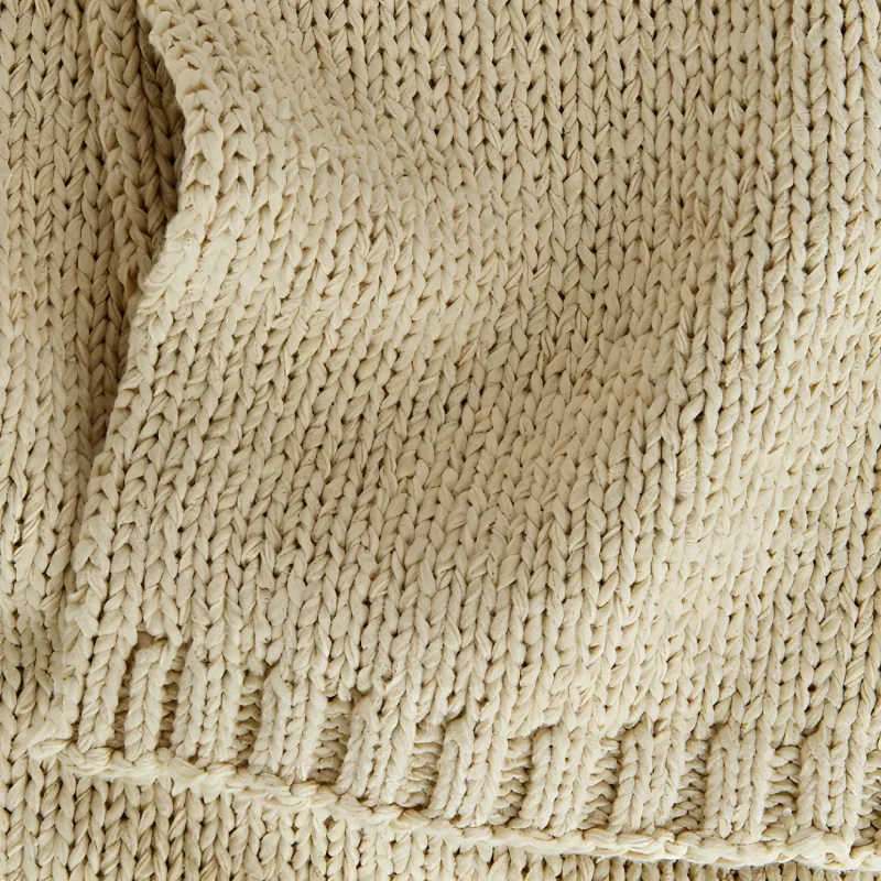 ARKET Cotton Knit Scarves Women's Beige-2