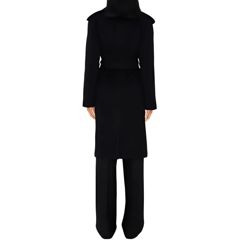 Burberry Cashmere Wrap Coat Coats Women's Black-3