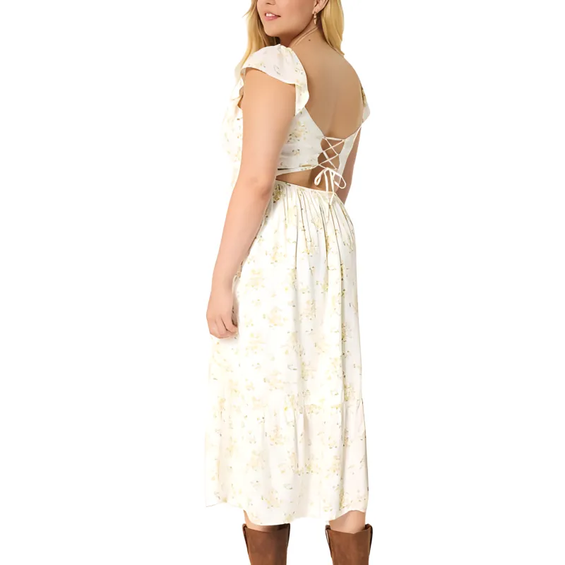 Hollister Short-Sleeved Dresses Women's White Floral-2