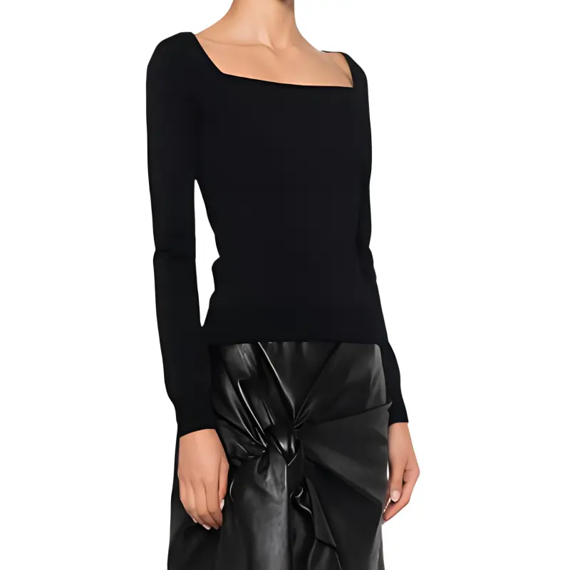 Alexander McQueen Long Sleeved Square Neck Knitted Top-4