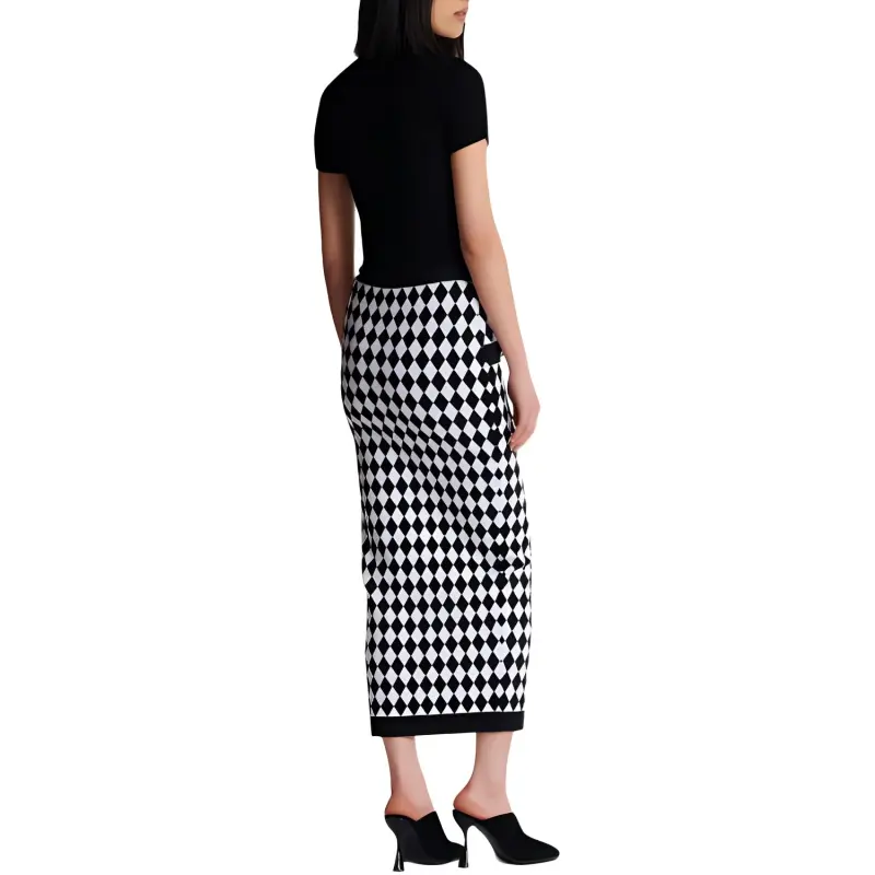 BALMAIN Diamond intarsia Knitted Midi Skirt-3